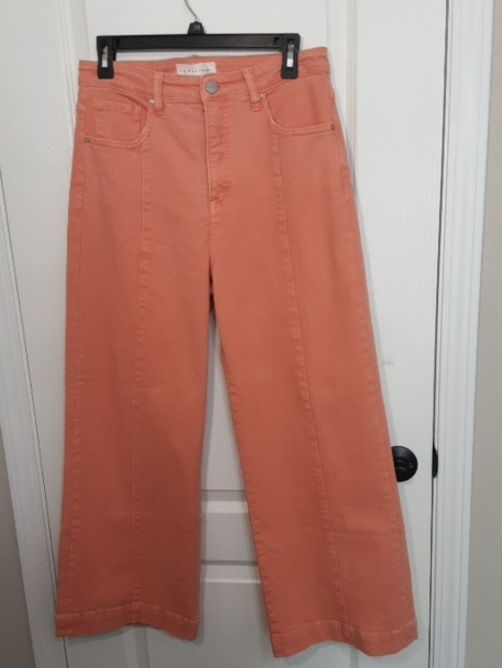 Wide-Leg High-Rise Jeans in Coral